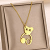 Stainless Steel Geometric Hollow Heart Pendant Necklace With Electroplating And Cross Chain Design For Unisex