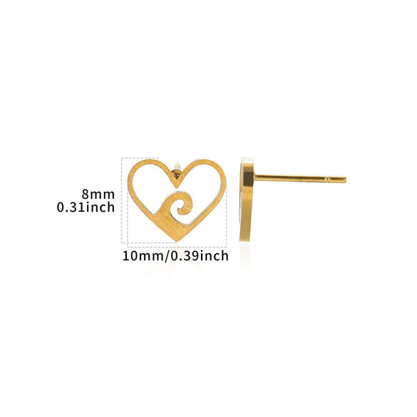 Stainless Steel Geometric Hollow Heartshaped Square Electroplated Gold Earrings Unisex