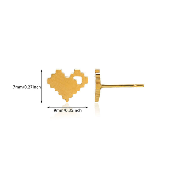 Stainless Steel Geometric Hollow Heartshaped Square Electroplated Gold Earrings Unisex