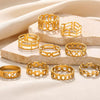 Stainless Steel Geometric Hollow Line Multilayer 18K Gold Plated Unisex Ring