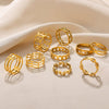 Stainless Steel Geometric Hollow Line Multilayer 18K Gold Plated Unisex Ring