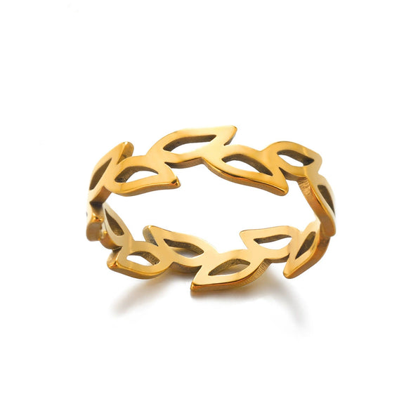 Stainless Steel Geometric Hollow Line Multilayer 18K Gold Plated Unisex Ring