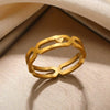 Stainless Steel Geometric Hollow Line Multilayer 18K Gold Plated Unisex Ring