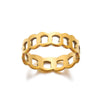 Stainless Steel Geometric Hollow Line Multilayer 18K Gold Plated Unisex Ring