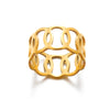 Stainless Steel Geometric Hollow Line Multilayer 18K Gold Plated Unisex Ring