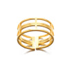 Stainless Steel Geometric Hollow Line Multilayer 18K Gold Plated Unisex Ring