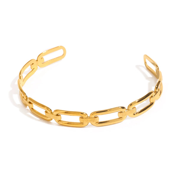Stainless Steel Geometric Hollow Open Bracelet 18K Gold Plated