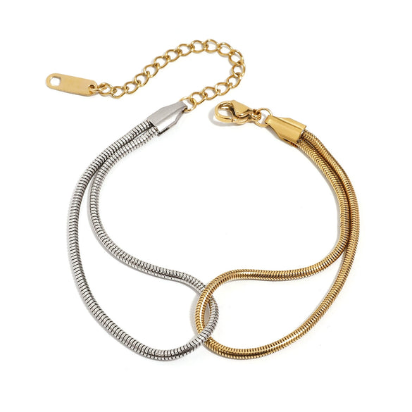 Stainless Steel Geometric Hollow Snake Chain Color Matching Electroplated Women's Bracelet