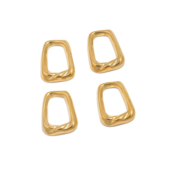 Stainless Steel Geometric Hollow Square And Trapezoid Jewelry Pendant And Earring Accessories With Electroplating