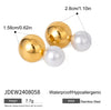 Stainless Steel Geometric Hollow Steel Ball Pearl Earrings Electroplating Design For Women