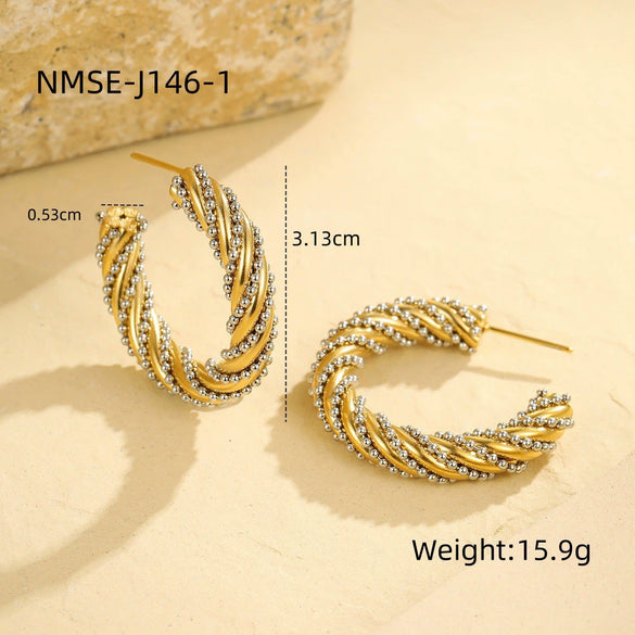 Stainless Steel Geometric Hoop Earrings Electroplated Fashion Design For Women