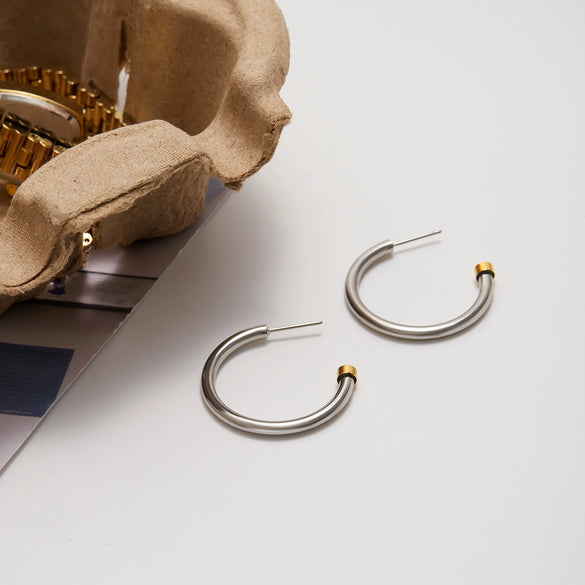 Stainless Steel Geometric Hoop Earrings Electroplated Light Luxury Highend Nonfading Women's Jewelry