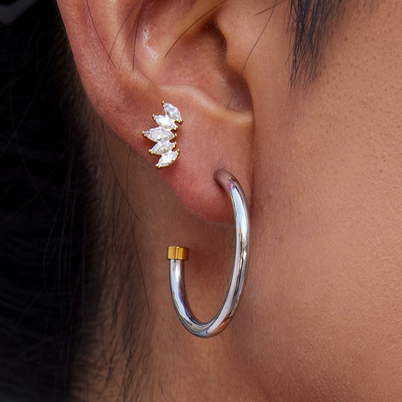 Stainless Steel Geometric Hoop Earrings Electroplated Light Luxury Highend Nonfading Women's Jewelry