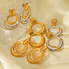 Stainless Steel Geometric Hoop Earrings For Women Electroplated Light Luxury Highend Nonfading Jewelry