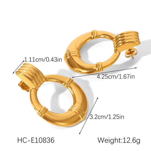 Stainless Steel Geometric Hoop Earrings For Women Electroplated Light Luxury Highend Nonfading Jewelry