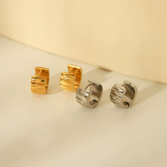 Stainless Steel Geometric Hoop Earrings For Women 18K Real Gold Plated