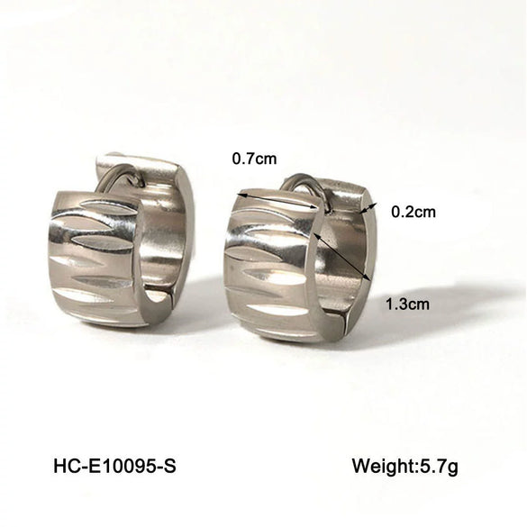 Stainless Steel Geometric Hoop Earrings For Women 18K Real Gold Plated
