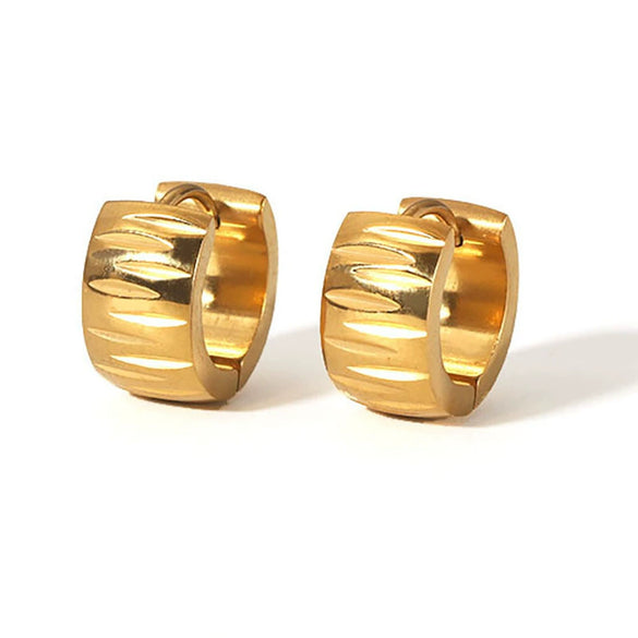 Stainless Steel Geometric Hoop Earrings For Women 18K Real Gold Plated