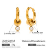 Stainless Steel Geometric Hoop Earrings With White Zirconium Set With Diamonds For Women