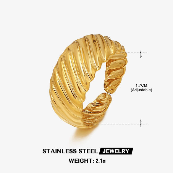 Stainless Steel Geometric Horn Bag Ring Jewelry With Oil Pressure Opening Adjustment And Electroplating Treatment