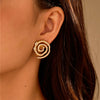 Stainless Steel Geometric Inlaid Zircon Earrings Electroplated Fashion Women's