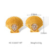 Stainless Steel Geometric Inlaid Zircon Scallop Women's Earrings