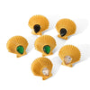 Stainless Steel Geometric Inlaid Zircon Scallop Women's Earrings