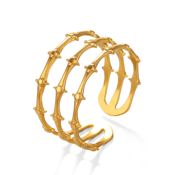 Stainless Steel Geometric Ins Style Ring 18K Gold Plated Electroplated For Women