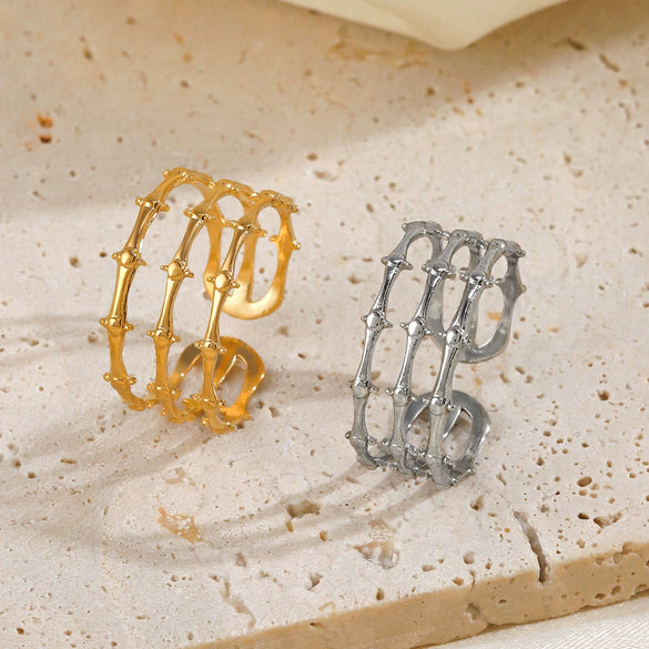 Stainless Steel Geometric Ins Style Ring 18K Gold Plated Electroplated For Women