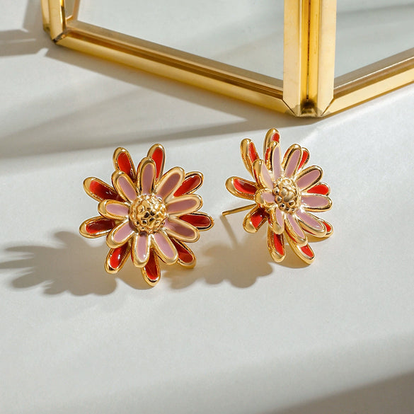Stainless Steel Geometric Ins Style Women's Earrings With Electroplating