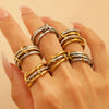 Stainless Steel Geometric Interlocking Ring Electroplated Women's Multiring Stacked Style
