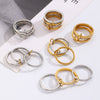 Stainless Steel Geometric Interlocking Ring Electroplated Women's Multiring Stacked Style