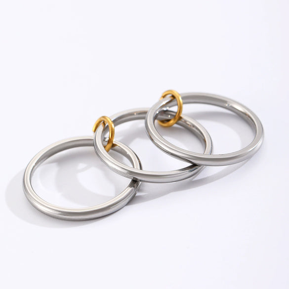 Stainless Steel Geometric Interlocking Ring Electroplated Women's Multiring Stacked Style
