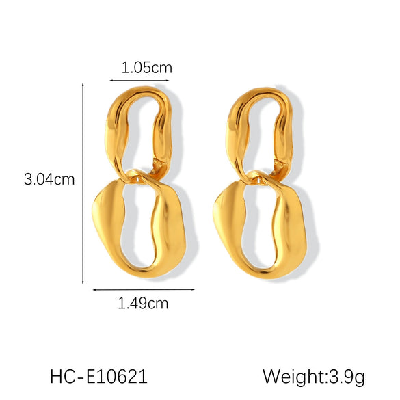 Stainless Steel Geometric Irregular Chain Earrings For Women With Electroplating
