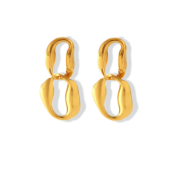 Stainless Steel Geometric Irregular Chain Earrings For Women With Electroplating