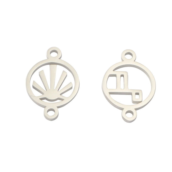 Stainless Steel Geometric Irregular Doublehole Hollow Pendant Diy Jewelry Accessories Fine Polishing