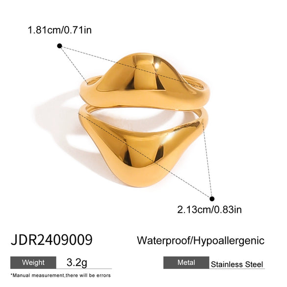 Stainless Steel Geometric Irregular Dropshaped Opening Ring Jewelry For Women With Electroplating