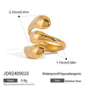 Stainless Steel Geometric Irregular Dropshaped Opening Ring Jewelry For Women With Electroplating