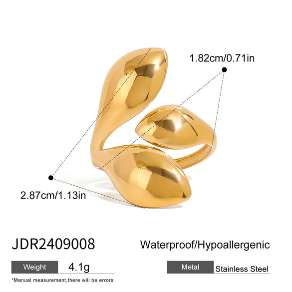 Stainless Steel Geometric Irregular Dropshaped Opening Ring Jewelry For Women With Electroplating