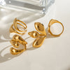 Stainless Steel Geometric Irregular Dropshaped Opening Ring Jewelry For Women With Electroplating