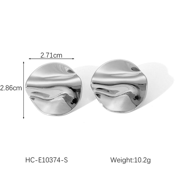Stainless Steel Geometric Irregular Hammer Pattern Electroplated Women's Earrings