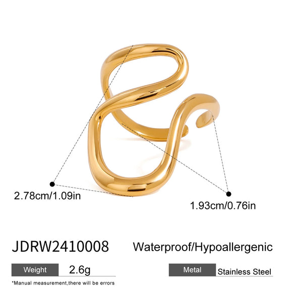 Stainless Steel Geometric Irregular Hollow Ring And Cross Electroplated Necklace For Women