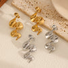 Stainless Steel Geometric Irregular Pleated Wavy Niche Design Electroplated Earrings For Women