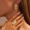 Stainless Steel Geometric Jewelry Electroplated Retro Light Luxury Women's Earrings Ring