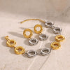 Stainless Steel Geometric Jewelry Ring Pendant Earrings And Bracelet With Gold And Silver Contrast And Electroplating Treatment For Women
