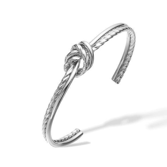 Stainless Steel Geometric Knot Opening Bracelet For Women With Electroplating