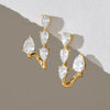 Stainless Steel Geometric Layered Zircon Stud Earrings For Women Elegant Plated Wholesale Jewelry