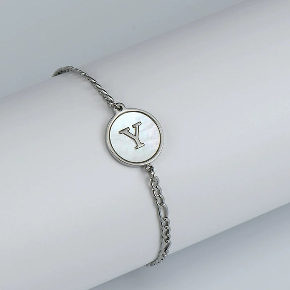 316L Stainless Steel Geometric Letter Bracelet For Women