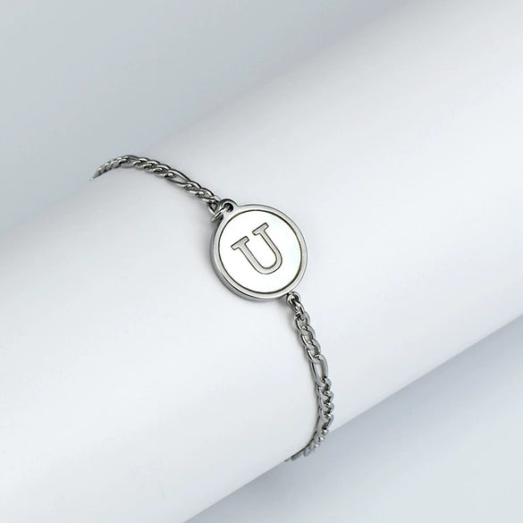 316L Stainless Steel Geometric Letter Bracelet For Women