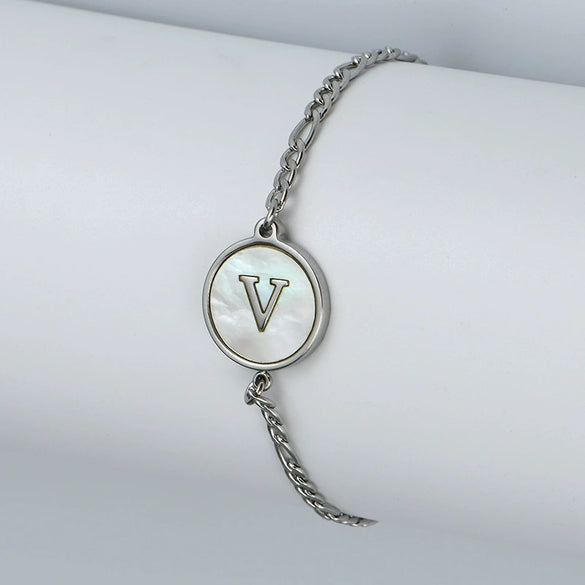 316L Stainless Steel Geometric Letter Bracelet For Women